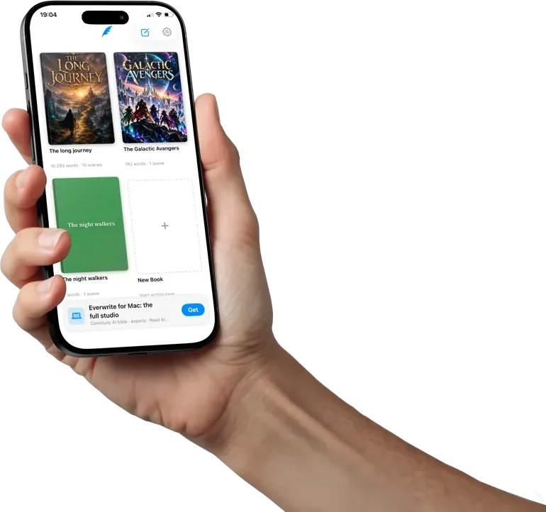Everwrite Go on iPhone showing a library of books